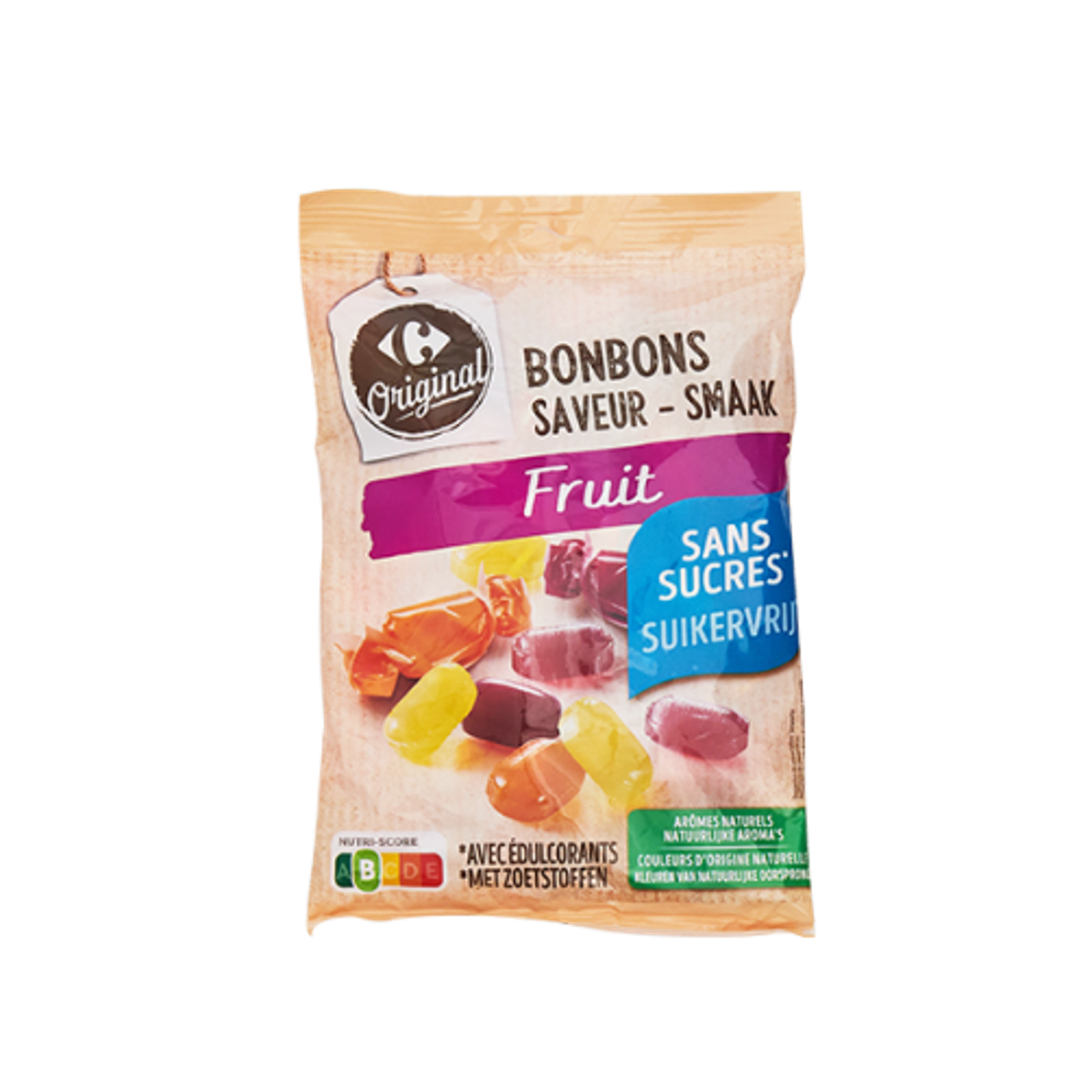 CARREFOUR ORIGINAL Bonbons saveur fruit sans sucres 150 g Mora