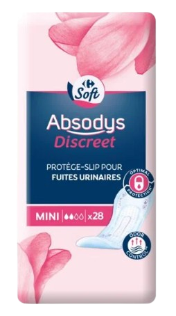 CARREFOUR SOFT Protège-slip pour fuites urinaires Absodys mini X28